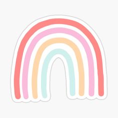 a rainbow sticker with pastel colors on the bottom and pink, blue, yellow, green, orange, and white stripes