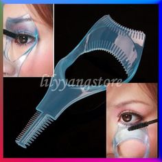 3in1 Mascara Applicator Guide Tool Eyelash Comb Makeup $1.78......i will order it for sure! Winged Eyeliner Stencil, Double Winged Eyeliner, Mascara Shield, Eyebrow Template, Eyelash Comb, Pink Mascara, Eyeliner Stencil, Mascara Application, Eyebrow Stencil