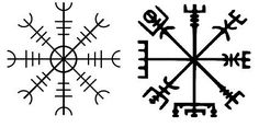 an image of four different symbols in the form of snowflakes and compasss