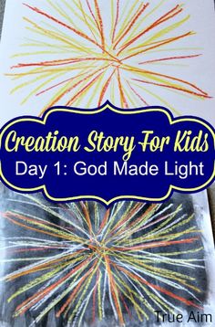 a book with the title'creation story for kids day 1 god made light '