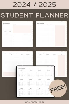 the student planner is shown with free printables for students to use on their desk