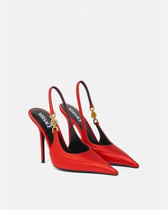 Medusa '95 Corset Slingback Pumps 110 mm Red | VERSACE US Heels Versace, Red Versace, Versace Heels, Versace Women, Shoes Heels Classy, Yellow Heels, Versace Shoes, Versace Home, Red Sandals