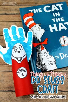 the cat in the hat book and hand printable craft