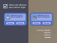 two screens showing different types of jobs and the same type of job that they are looking for