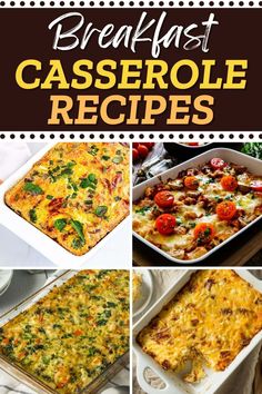 breakfast casserole recipe collage with text overlay that reads breakfast casserole recipes