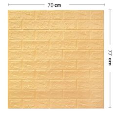 a yellow brick wall is shown with measurements for the size and width, as well as how