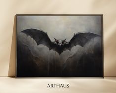 a painting of a bat hanging on the wall