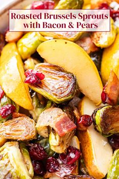 roasted brussel sprouts with bacon and pears