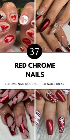 Get ready to rock rich shades like burgundy and maroon with these chrome styles. Pin to your nail board! Chrome Fingernails, Red Chrome Nails, Red Chrome, Chrome Nails Designs, Elegant Nail Art, Nail Type, Daily Nail, Red Nail Designs, Autumn Nails