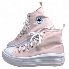 Converse Chuck Taylor Move Platform Canvas Pink Shoes Kid Women Sneakers A03629c Brand New With Box No Lid. 100% Authentic! Junior Size 4.5 = Women's Size 6.5 Junior Size 5.5 = Women's Size 7.5 Junior Size 7 = Women's Size 9 The Next Best Thing To Walking On A Literal Cloudthe All Star Move. An Ultra-Lightweight Platform Brings Bold Lift And Comfort To Your Look Without Weighing You Down. Because Let’s Face It, You’ve Got Things To Do. Durable Canvas Upper For That Classic Chucks Look And Feel O Trendy High-top Wedge Sneakers With White Sole, Trendy Low-top Platform Canvas Shoes, Trendy Pink High-top Canvas Shoes, Pink Slip-on Platform Sneakers Casual, Casual Platform Lace-up Canvas Shoes, Pink Casual Slip-on Platform Sneakers, Comfortable White Wedge Sneakers, Casual Pink Slip-on Platform Sneakers, Trendy Wedge Sneakers With Vulcanized White Sole