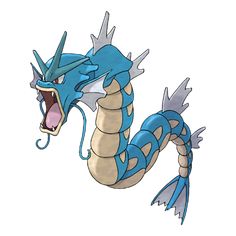 a blue and white dragon with its mouth open