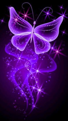 a purple butterfly with sparkles on it's wings