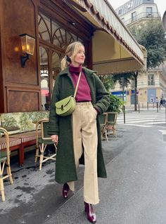 pinterest: hezzprice Green Coat Outfit, Burgundy Outfits, Burgundy Trousers, 1st Of December, Burgundy Leather Jacket, Burgundy Outfit, Burgundy Pants, Burgundy Skirt, Olive Green Pants