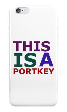 an iphone case with the words this is a portkey in red, green and blue