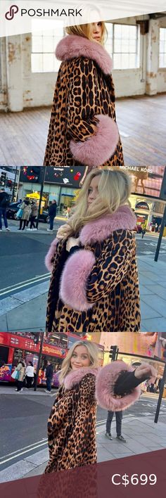 Charlotte Simone “Edie” leopard animal print & pink faux fur coat. Charlotte Simone Coat, Living Deliciously, Pink Faux Fur Coat, Charlotte Simone, Leopard Coat, Leopard Jacket, Leopard Print Coat, Diy Clothes Design, Winter Boho