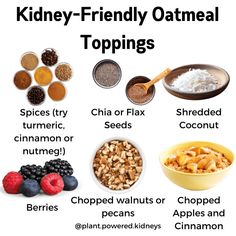 Ckd Diet Food Lists, Foods For Kidney Health Renal Diet, Renal Breakfast Ideas, Kidney Friendly Breakfast Recipes, Renal Diet Breakfast Ideas, Overnight Chia Pudding