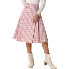 Vintage plaids add irresistible preppy style to this perfectly pleated A-line skirt. Modernize your plaid collection with this tartan skirt that features a contemporary swing pleated flare skirt hem. Pair it with a blouse and boots for a retro look. The skirt is made of better soft fabric, has great texture, and is beautiful to wear. Pleated Flare Skirt, Pinafore Skirt, Long Plaid Skirt, Modern Skirt, Pink Pleated Skirt, Tartan Skirt, Midi Flare Skirt, Halloween Vintage, Vintage Plaid