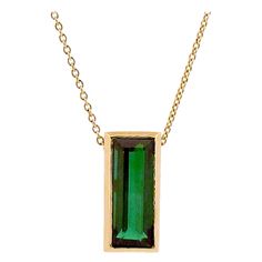 Yellow Gold OOAK Yellow Gold 3.35ct Baguette Green Tourmaline Necklace Byron Bay Australia, Green Hues, Step Cut, Tourmaline Necklace, Green Necklace, Green Tourmaline, The Deep, Deep Green