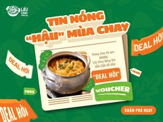 an advertisement for a thai restaurant called tin nong hap mua chay