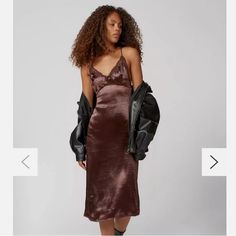 Nwt Smoke Free Fast Shipping Bundle To Save H 90s Slip Dress, Brown Midi Dress, Strapless Midi Dress, Urban Dresses, Urban Outfitters Dress, Body Dress, Satin Slip, Urban Outfitters Women, Dress Silhouette