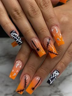 Burnt Orange Nails, Spooky Nails, Orange Nail Designs