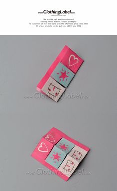 two pieces of paper with hearts and stars on them