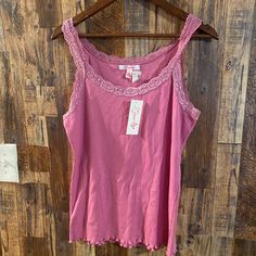 Nwt Women Summer Sleeveless Tank Solid Candy Colour Basic Camisole Floral Lace Trims Size Xl Q19 Feminine Stretch Sleeveless Tank Top, Cotton Tank Top With Lace Trim, Spring Scoop Neck Tank Top With Lace Trim, Summer Sleeveless Camisole For Loungewear, Feminine Stretch Tank Top, Sleeveless Summer Camisole For Loungewear, Sleeveless Camisole For Summer Loungewear, Spring Lace Trim Scoop Neck Tank Top, Fitted Lace Trim Tank Top