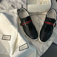 Excellent Used Condition! 10g Wide Black Patent Leather Sneakers. All Of The Logos Are Still In Tact (Even The Liner And On The Sole). There Was A Spot Of Gum On The Bottom Of The Left Sneaker. I Removed The Gum Completely And Cleaned Multiple Times Using Jason Markk Sneaker Cleaning Foam. The Spot Still Remains And I’m Sure It Could Be Completely Removed But I Don’t Have The Knowledge To Do It Safely Anymore Than Getting The Gum And Sticky Off Of It. The Laces Are In Great Condition, Banding Is Sneaker Cleaning, Jason Markk, Gucci Black, The Spot, Gucci Shoes, Black Patent Leather, Mens Shoes Sneakers, Leather Sneakers, Patent Leather