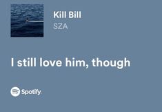 the words kill bill sza and i still love him, though it's spotless