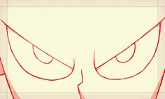 an anime character's eyes are drawn with red pencils on a sheet of paper