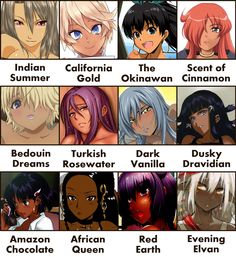 anime characters with different hair colors and their name in each one's avatars