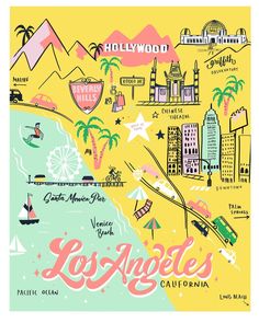 an illustrated map of los angeles, california