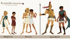 four different types of people in ancient costumes