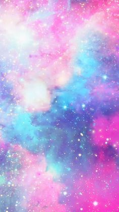 an abstract background with stars and clouds in purple, blue, pink and green colors