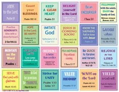 a collage of bible verses with different colors