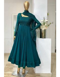 Simple Anarkali Dress, Simple Anarkali, Embroidery Sleeves