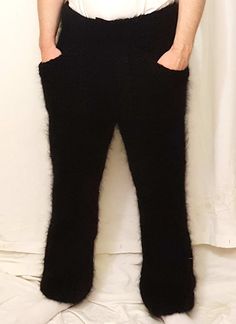 Quality hand-knitted trousers. perfect for your comfort. sweater is hairy (material: HQ long hairy mohair) Men`s mohair pants is hand knitting from 2  thread  MOHAIR the  pant is hairy and soft. weight of the sweater is between 1 kg - 2.5 kg (depending on size) to determine the correct size for you, please look at measurement "2xA = waist" measurements are exemplary - each measurement can be changed as you wish Measurement: size S  Waist = 2xA = 86 cm / 33.9 inches A = 43 cm / 16.9 inches B = fu Mohair Pants, Knitted Trousers, Warm Pants, Hoodie Jumper, Knitted Hood, Thick Sweaters, Wide Cuff, Knit Sweatshirt, Mens Trousers