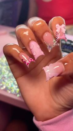 Nails Acrylic Junk, Duck Nails Junk Nail, Short Junk Nail Designs Duck, Short Junk Nails, Pink Duck Nails, Pink Duck, Junk Nails, Acrylic Toe Nails, Duck Nails