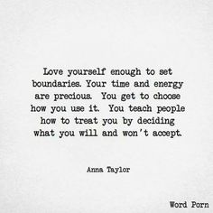 an old typewriter with the words love yourself enough to set boundariess your time and energy are precious