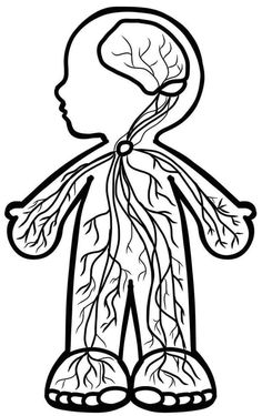 a black and white drawing of a person with leaves on their head, in the shape of a human body