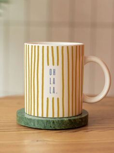 Oh La La Quote mug, Striped Pattern Coffee Cup, Trending Mugs, Yellow Cute Mugs, Modern Coffee Mugs. Tea Cups, Cute Modern Coffee Mugs, Maisonette Mugs Checkered Mugs, Gingham Coffee Mugs, Trending Mugs Minimalist Mugs, Tea Cups, Tea Mugs, Cute Mugs Life's too short for boring mugs! Elevate your tea or coffee experience with our beautifully crafted mugs. Made from high-quality materials, our mugs are designed to be both functional and stunning. Treat yourself or surprise a loved one with a gift Wrap Around Mug Design, Minimalist Mugs, Trending Mugs, Modern Mugs, Green Cute, Hand Painted Mugs, Tassen Design, Painted Mugs, Coffee Experience