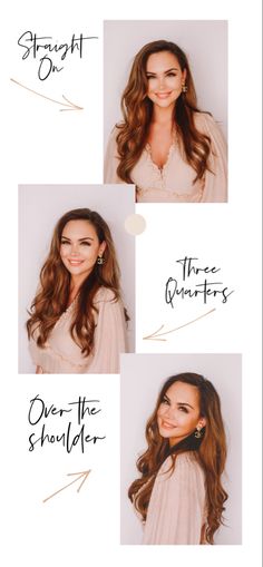 three different pictures of the same woman's face, one with brown hair and one with