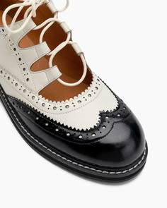 Lace-up-Wingtip-Perforated-Leather-Oxfords-Loafers Ladies Brogues, Love In Italy, Flat Slippers Sandals, Overview Design, Comfortable Loafers, Brown Oxfords, Almond Shaped, Gorgeous Leather, Heel Slippers