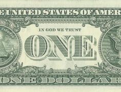 an one dollar bill with the words, united states of america in god we trust