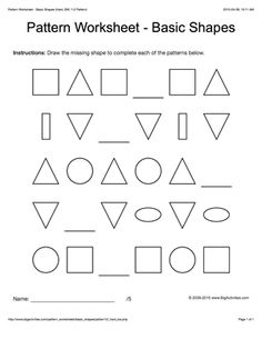 the worksheet for basic shapes is shown in black and white, with an image of