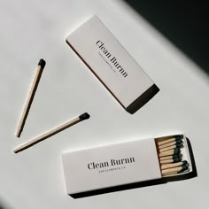 Clean Burnn Matchbox. Complete your candle with the perfect set of matches. These also make a great gift! Matches Design Packaging, Matches For Candles, Matches Packaging, Match Box Design, Candle Making Studio, Bachelorette T Shirts, Personalized Match Boxes, Box Of Matches, Candle Samples