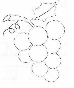 a drawing of a bunch of grapes on a white background with dotted lines and dots