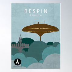 a poster with the words bespin and an image of a flying saucer