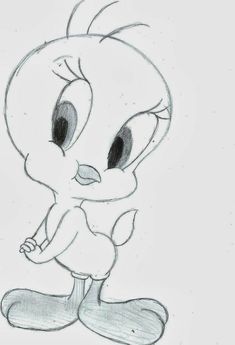 a drawing of a little bird with big eyes