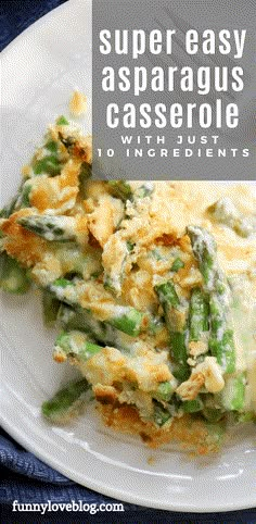 a white plate topped with asparagus casserole